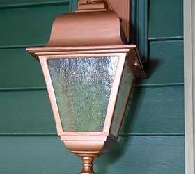 easy thrifty exterior light makeover, lighting, outdoor living, Here s an after closeup