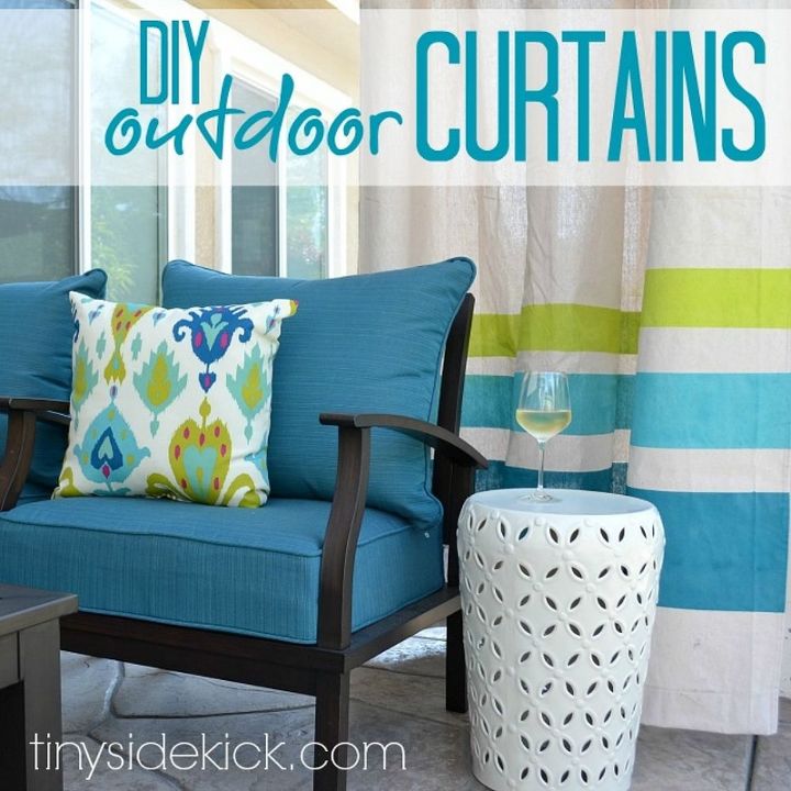 diy drop cloth outdoor patio curtains, home decor, outdoor living, patio, reupholster, window treatments