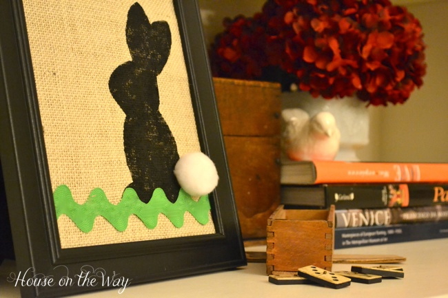 framed easter bunny burlap artwork, crafts, easter decorations, seasonal holiday decor