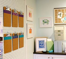 3 diy organizing solutions for your home, organizing, storage ideas, If you are running out of storage space add a pegboard for an easy DIY organizing solution For the office I hang everything on my pegboard in my home office I use S hooks and bulldog clips to hang calendars to do lists etc