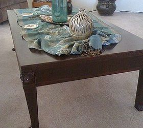 coffee table and sofa table refinish, painted furniture, New finish Minwax mahogany gel stain
