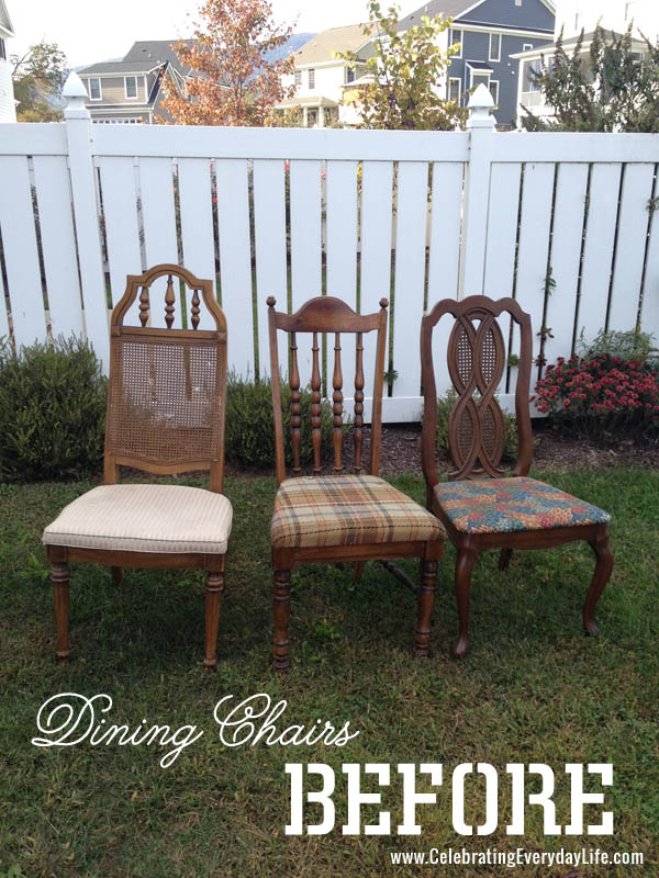 how to recover a dining room chair, painted furniture, How to Recover a Dining Room Chair with Celebrating Everyday Life blog
