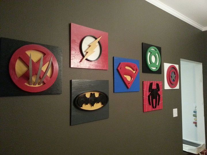 my son loves superheroes decorating the playroom, entertainment rec rooms, home decor