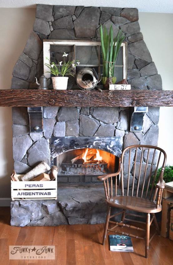 decorating from nothing to something a junker s full home tour, home decor, outdoor living, repurposing upcycling, This fireplace redo was created without taking the old one down True story