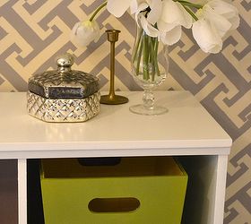organize in style with a storage bin makeover, organizing, painting, storage ideas, I love the pop of color that the green gives the white bookcase