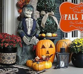 southern fall porch, halloween decorations, outdoor living, seasonal holiday decor
