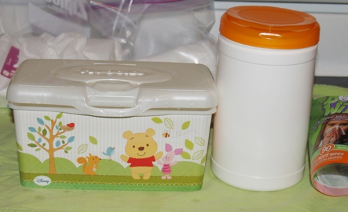 hiney and boogie wipes plastic container upcycle recycle, repurposing upcycling, First peel the labels off and wash with warm soapy water The baby wipes label does not come off