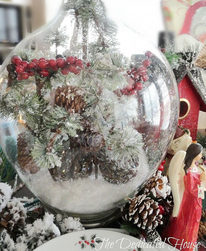 holiday design challenge with hometalk and lamps plus, lighting, seasonal holiday decor, To fill the lamp unscrew the wing nut on the bottom and fill with your pretties I filled mine with Christmas greenery and snow