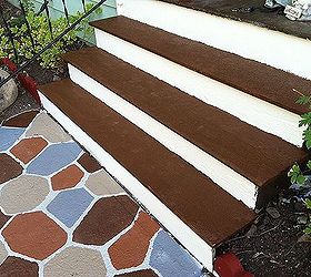 painting a front walk, I then painted the stairs the dark brown