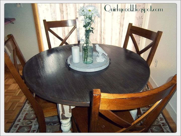 two toned stained table, painted furniture, After Two toned stained table