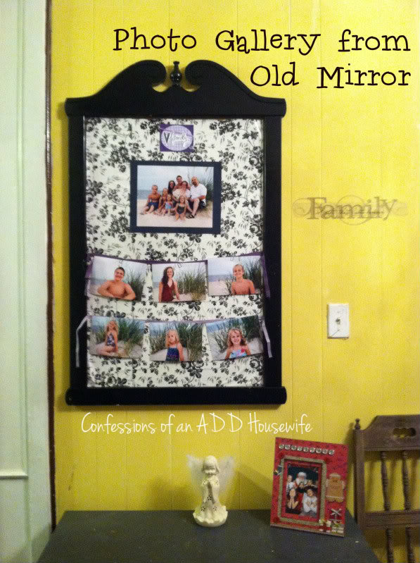 repurpose an old mirror to display pictures, home decor, repurposing upcycling, Use an old mirror frame to display pictures