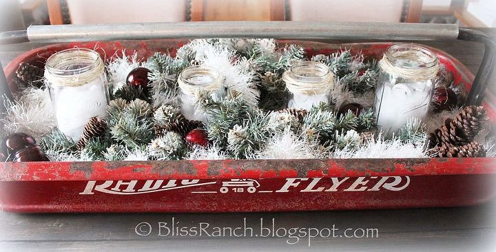 radio flyer wagon centerpiece, christmas decorations, seasonal holiday decor