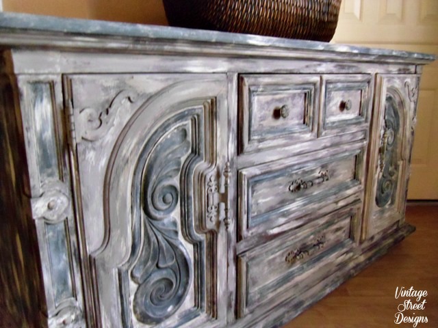 dry brushed buffet makeover, painted furniture