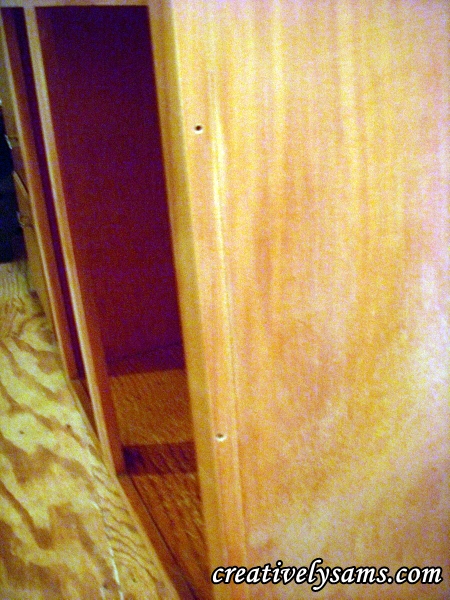 sewing craft room cabinet re do, kitchen cabinets, painted furniture, I lightly sanded the entire piece inside out just enough to give it some tooth for the paints to adhere