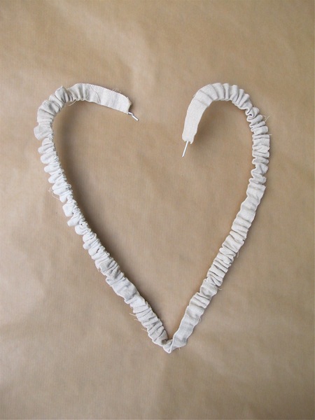 project make a heart from a wire hanger tutorial mysoulfulhome com, crafts, Thread the wire through the fabric Scrunch shirr it as you go