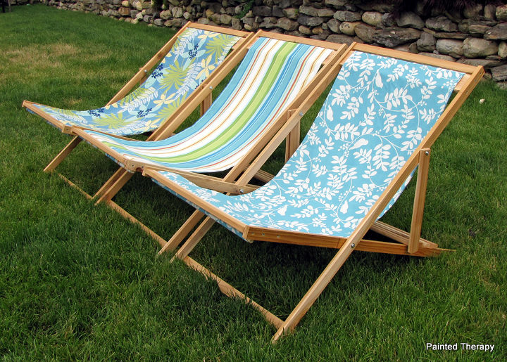 diy folding sling chairs, outdoor furniture, outdoor living, painted furniture