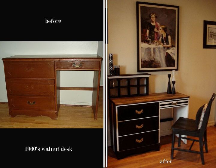 i am in my element rescuing furniture and bringing them back to life, diy, how to, painted furniture, This vintage solid walnut made in Canada desk vanity cleaned up nicely For Sale