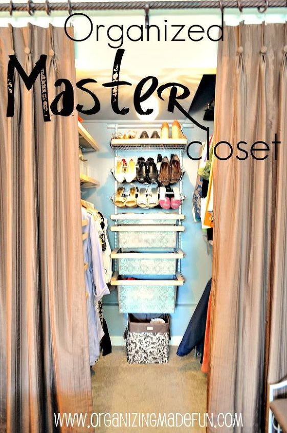 organized master closet, closet, organizing, Organized master bedroom closet filled with shoes purses dresses and more