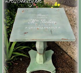 my duo color french invoice parlor table before and after, painted furniture, my Shabby French Parlor table all finished