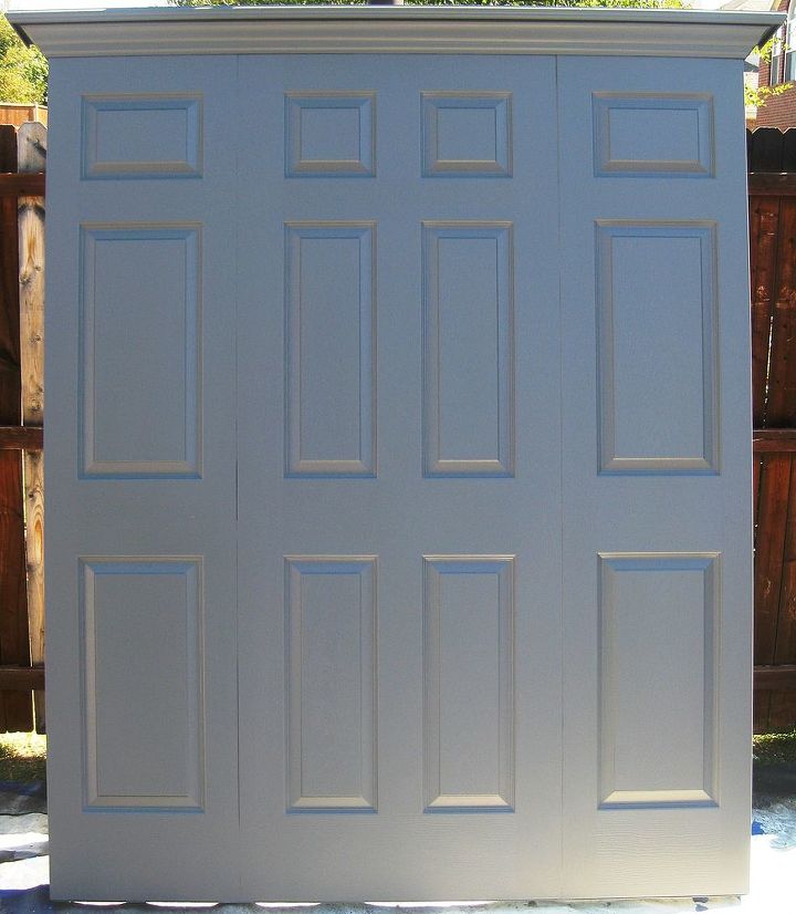 full height queen size 3 door headboard painted dark ash great for tall ceilings, painted furniture, repurposing upcycling