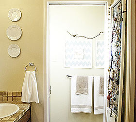 my favorite room my bedroom, bedroom ideas, home decor, A peak of the Master Bathroom with my DIY wall art