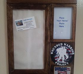 some scrap wood laying around cork board and a 4 x 6 picture frame, crafts, 4 x 6 picture frame with cork board to the left covered in burlap