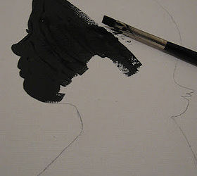 siluetas pintadas a mano, Despu s de trazar el perfil del sujeto en el tablero de lona s lo es cuesti n de pintar las l neas