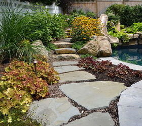 want to see an awesome pool and spa in a small backyard, landscape, outdoor living, ponds water features, pool designs, spas, Stepping stone path through garden at the pool