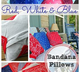 easy red white blue bandana pillows, outdoor living, patriotic decor ideas, porches, seasonal holiday decor