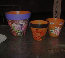 my pots, crafts, painting, Some of the pots I have painted