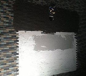 mosaic tile wall, bathroom ideas, painting, tiling, wall decor, Relocating the electrical box for the light fixture