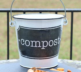 transfer vintage graphics amp photos to wood and metal, crafts, decoupage, Countertop enamel compost bucket