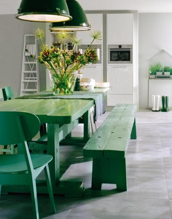 9 practical ways to add a trendy color to your kitchen, home decor, kitchen backsplash, kitchen design, A Little Paint Gives This Picnic Table A New Stylish Life