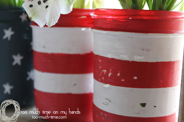 mason jar flag, crafts, mason jars, patriotic decor ideas, seasonal holiday decor