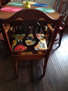 in living color, painted furniture, Pretty antique set with dark wood floors
