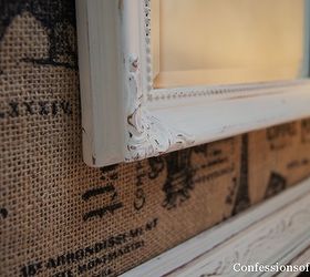 diy burlap framed mirror, crafts, Add hanging hardware and you re all set Love the color combo
