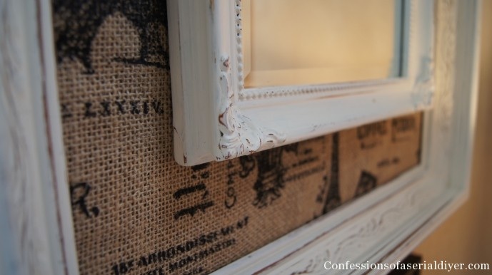 diy burlap framed mirror, crafts, Add hanging hardware and you re all set Love the color combo