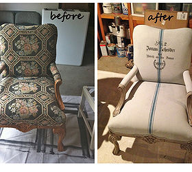 painting fabric upholstery with annie sloan chalk paint, chalk paint, painted furniture, repurposing upcycling, reupholster, Before and After of Annie Sloan Chalk Painted Upholstery