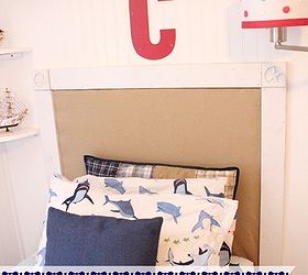 how to make an easy padded headboard, bedroom ideas, diy, how to, painted furniture, repurposing upcycling, reupholster, woodworking projects, I used a remnant of tan colored Duck fabric but you could use any color or type of fabric desired that coordinates with your bedding and or bedroom colors