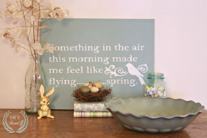 decorating for spring easter how about you, easter decorations, seasonal holiday d cor, DIY spring canvas and vignette