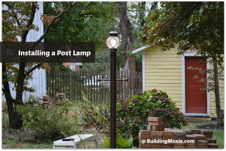 installing a post lamp, landscape, lighting, This post lamp from Portfolio a Caliburn is sold at Lowe s Home Improvement For me it was a great complement in both style and finish to several of the exterior elements around our house And it did not break the bank costing 120