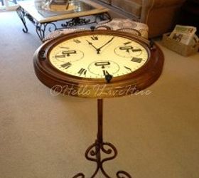 diy clock table, diy, how to, painted furniture, repurposing upcycling, Sealed the table top down by routeing a circle to fit the table top so it can still be removed to put batteries in for the clocks