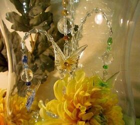 glass butterflies in a glass apothecary videmment of course, crafts, And Walla Accessorized with glass stones and silk flowers Hooked each to crystal glass wands