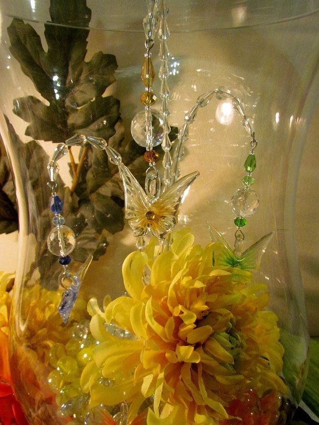 glass butterflies in a glass apothecary videmment of course, crafts, And Walla Accessorized with glass stones and silk flowers Hooked each to crystal glass wands