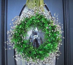 spring wreaths, crafts, seasonal holiday decor, Faux boxwood wreath with white pip berries