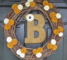 diy project of the week here are 51 creative ideas to inspire you to make the, crafts, doors, home decor, seasonal holiday decor, wreaths, Fall Wreath with Monogram