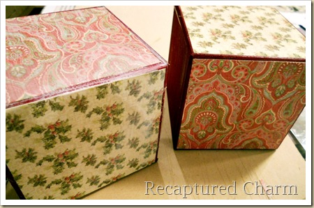 diy day s til christmas blocks, seasonal holiday d cor, Scrapbook paper or Christmas wrapping paper and some modge podge for the blocks