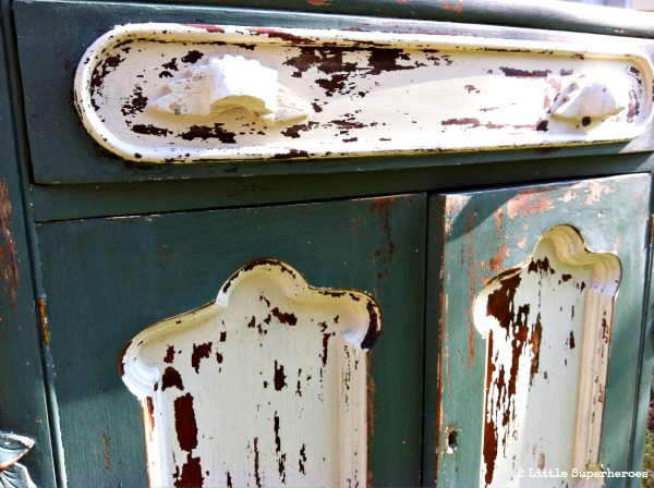 encouraging a little extra chippiness with milk paint, painted furniture