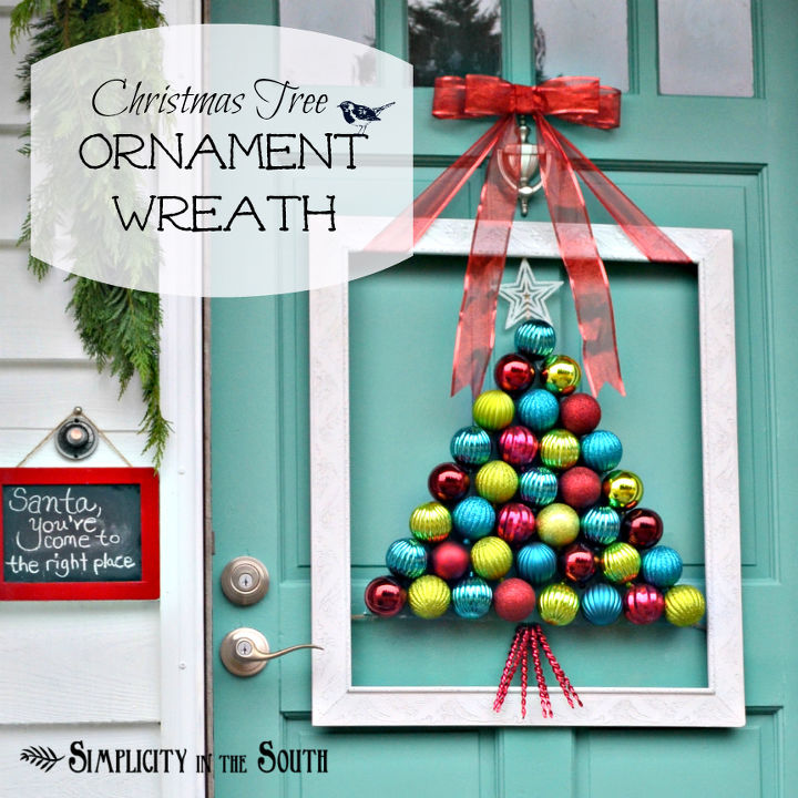 framed christmas tree ornament wreath, christmas decorations, crafts, seasonal holiday decor, wreaths