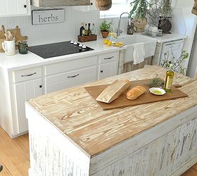 white countertops, countertops, home decor, kitchen design, kitchen island, White countertops contrast with wooden tones